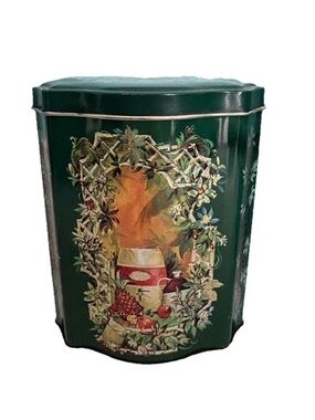 Avon Empty Christmas Tin 1982 Made In England Canister 4.75" Tall